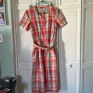 Vintage Talbots 100% cotton plaid Shirt Dress - WITH BELT!  Size 8P